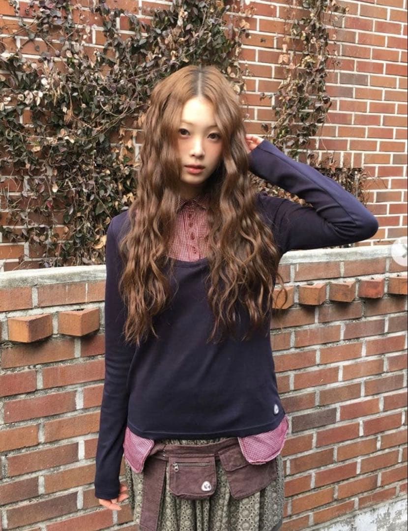 COYSEIO リバーシブルカラー　長袖シャツ ネイビー