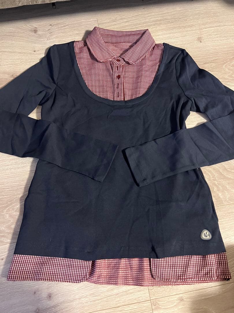 COYSEIO リバーシブルカラー　長袖シャツ ネイビー