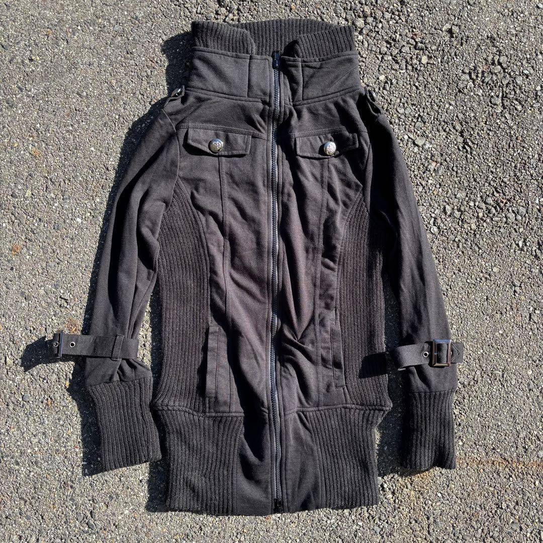 00s archive ギミック　ダブルジップニット　Y2K ダークウェア