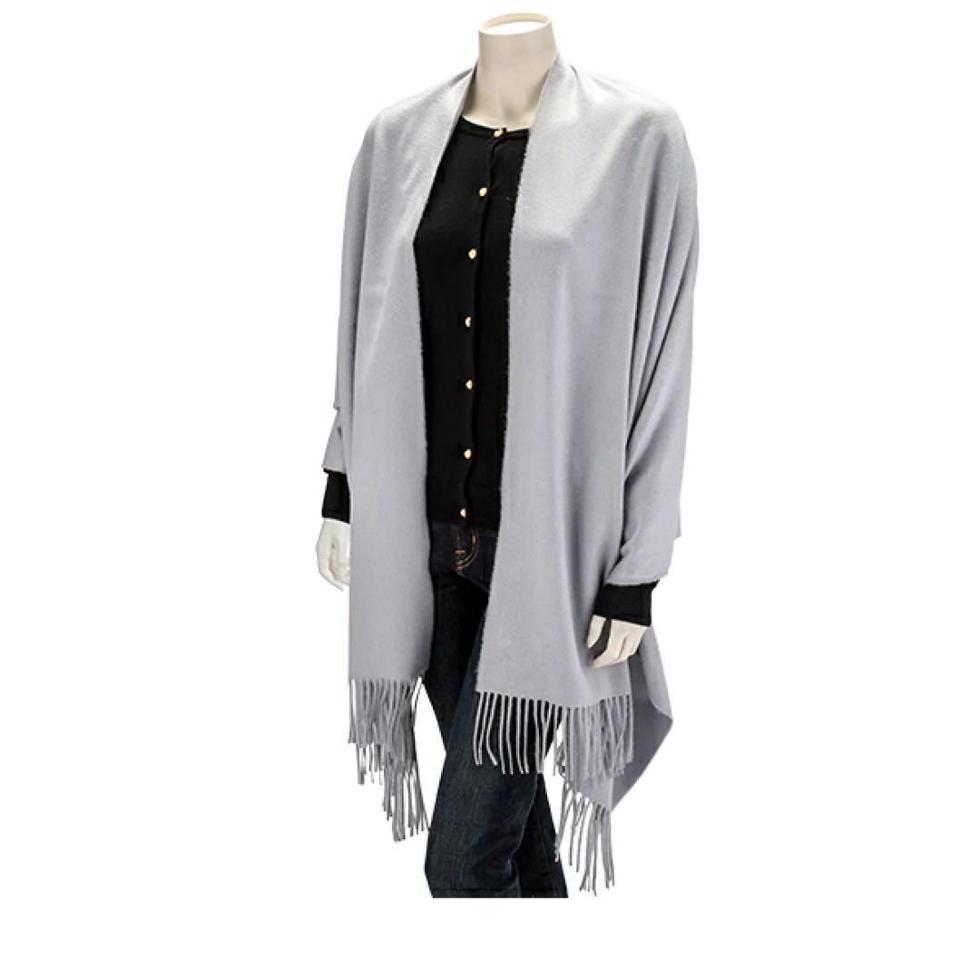 ジョンストンズ　カシミヤ　大判ストール　ライトグレー