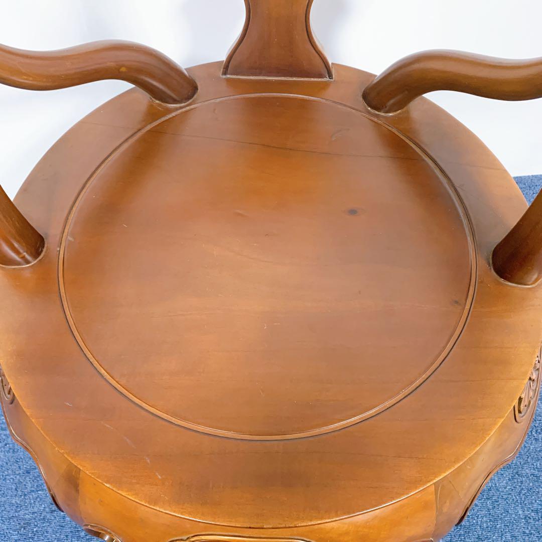 【稀少品】唐木家具 彫刻ダイニング 猫脚アームチェア 李朝家具 花梨②