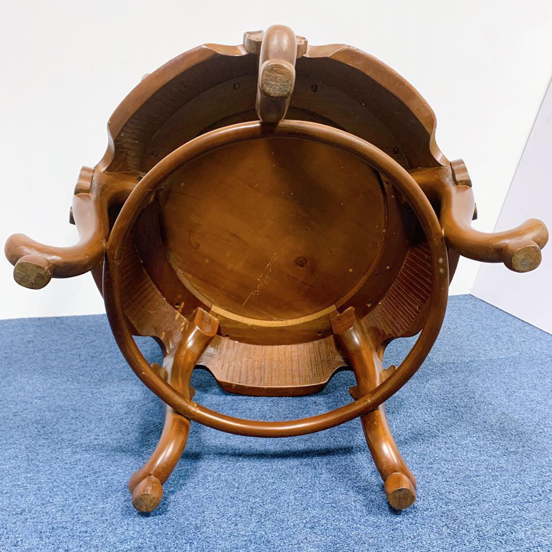 【稀少品】唐木家具 彫刻ダイニング 猫脚アームチェア 李朝家具 花梨②