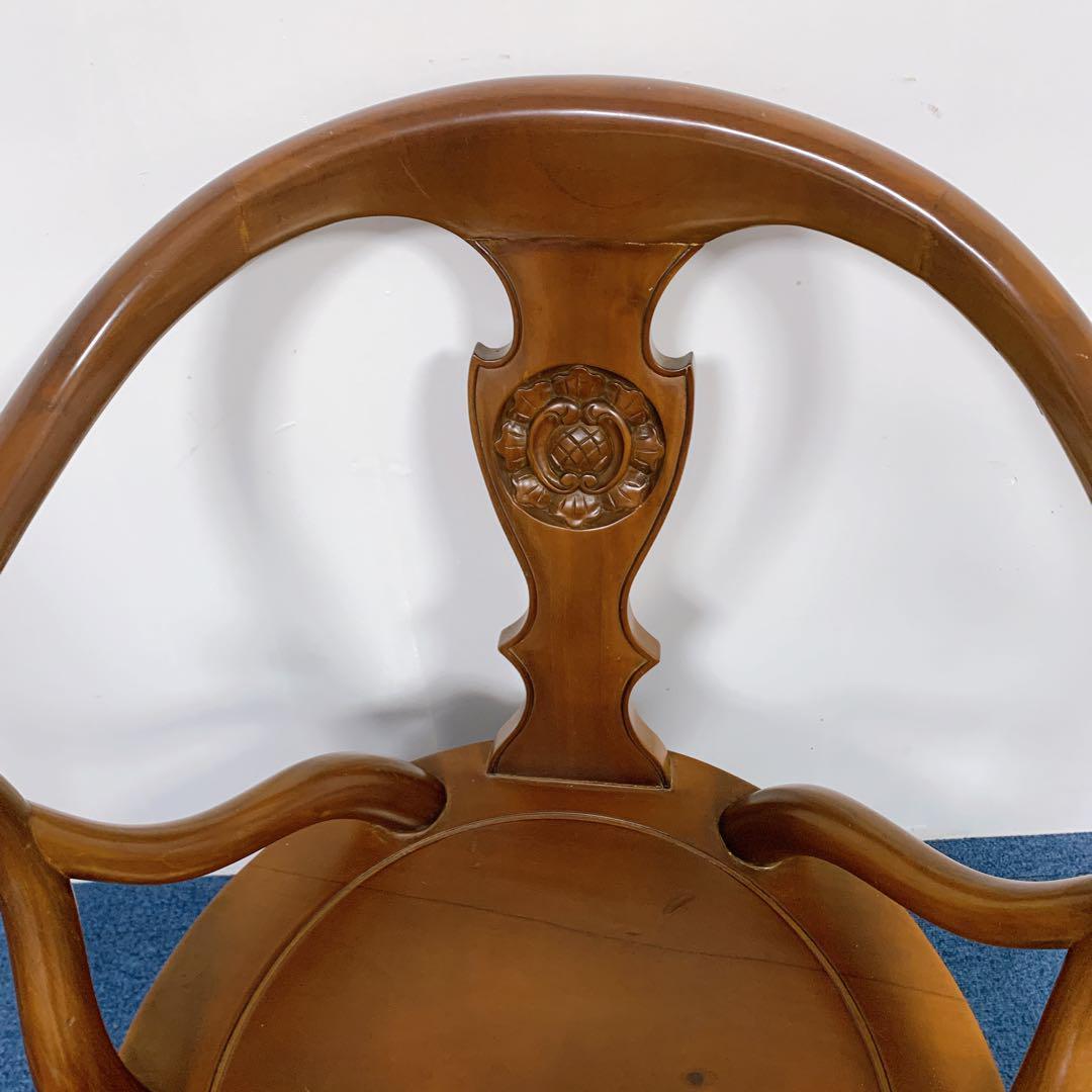 【稀少品】唐木家具 彫刻ダイニング 猫脚アームチェア 李朝家具 花梨②