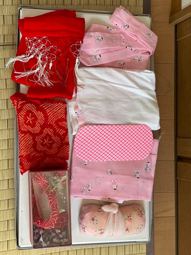 七五三用グレー花柄着物　なのは