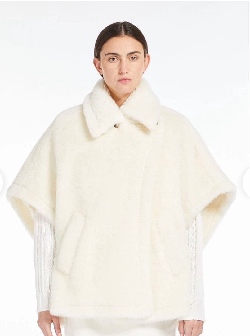 MaxMara テディベア　ケープ　コート　ポンチョ　ホワイト　マックスマーラ