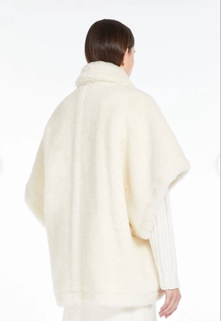 MaxMara テディベア　ケープ　コート　ポンチョ　ホワイト　マックスマーラ