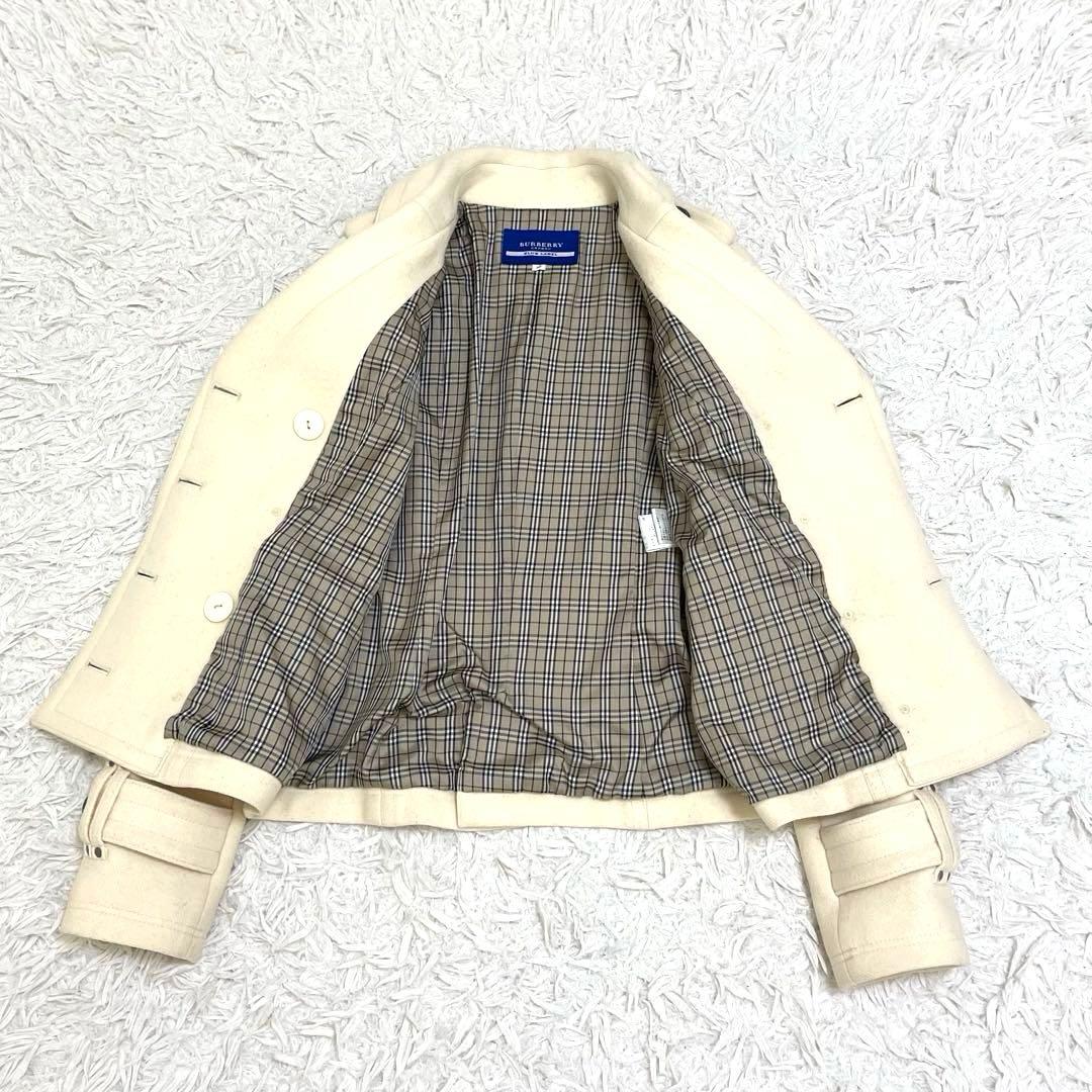バーバリーブルーレーベル Pコート ピーコート ノバチェック ウール 38