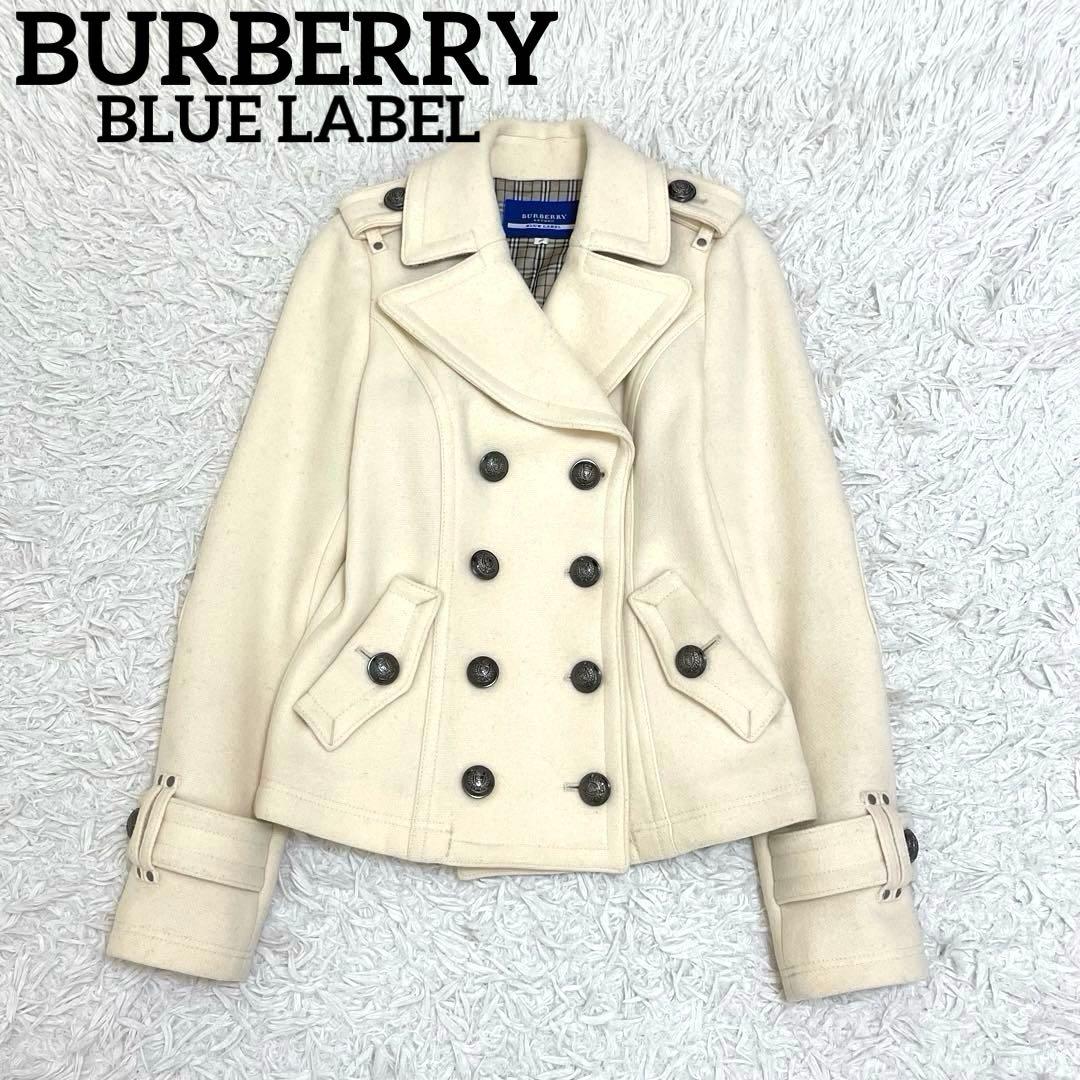 バーバリーブルーレーベル Pコート ピーコート ノバチェック ウール 38