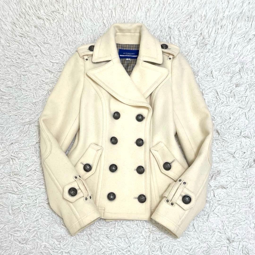 バーバリーブルーレーベル Pコート ピーコート ノバチェック ウール 38