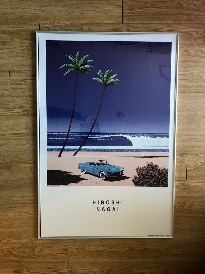 額付き永井博ポスター　91.5×61.5cm超特大サイズ