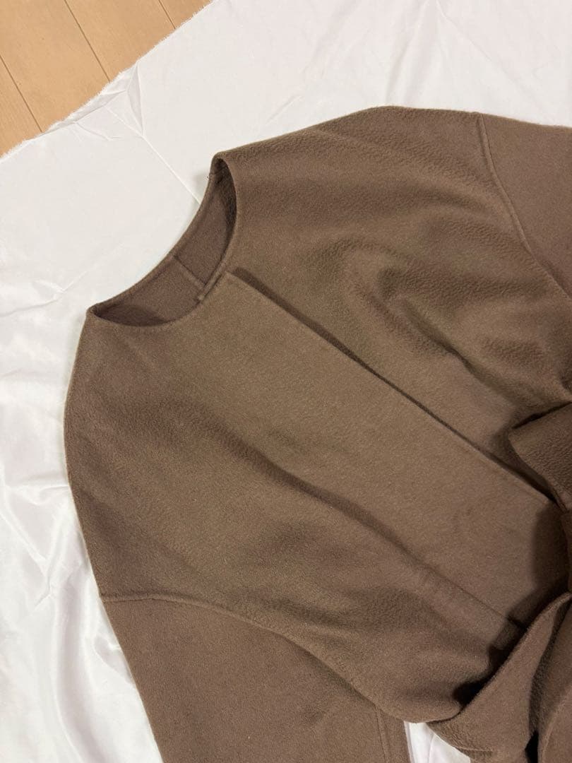 アナイ　カシミアウールリバーコート カシミヤ混 ノーカラーコート　ロングコート