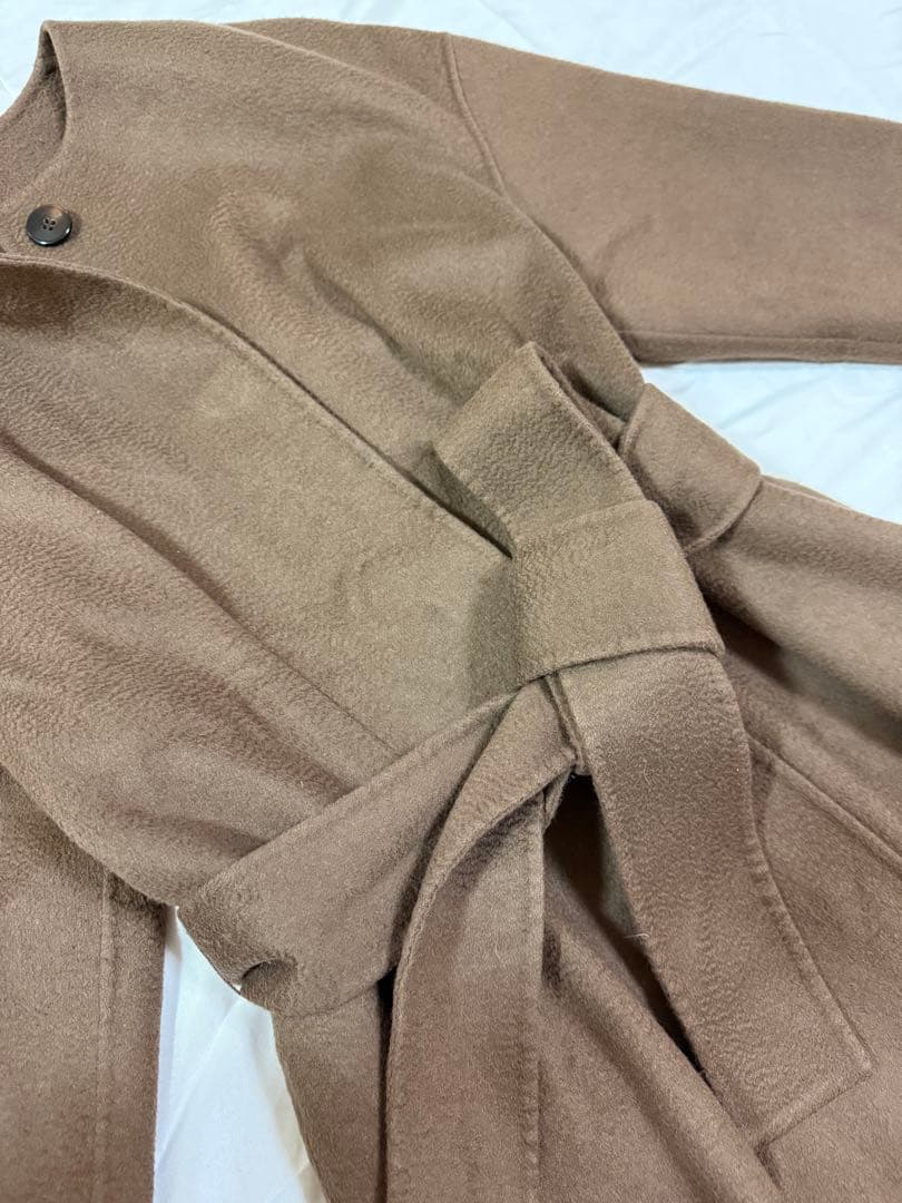 アナイ　カシミアウールリバーコート カシミヤ混 ノーカラーコート　ロングコート