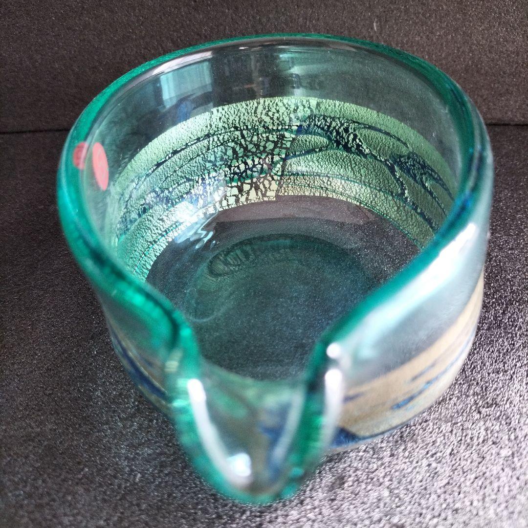 青森伝統工芸品　津軽びいどろ金彩碧瑠璃酒器セットと九谷青粒鉄仙　2個セット