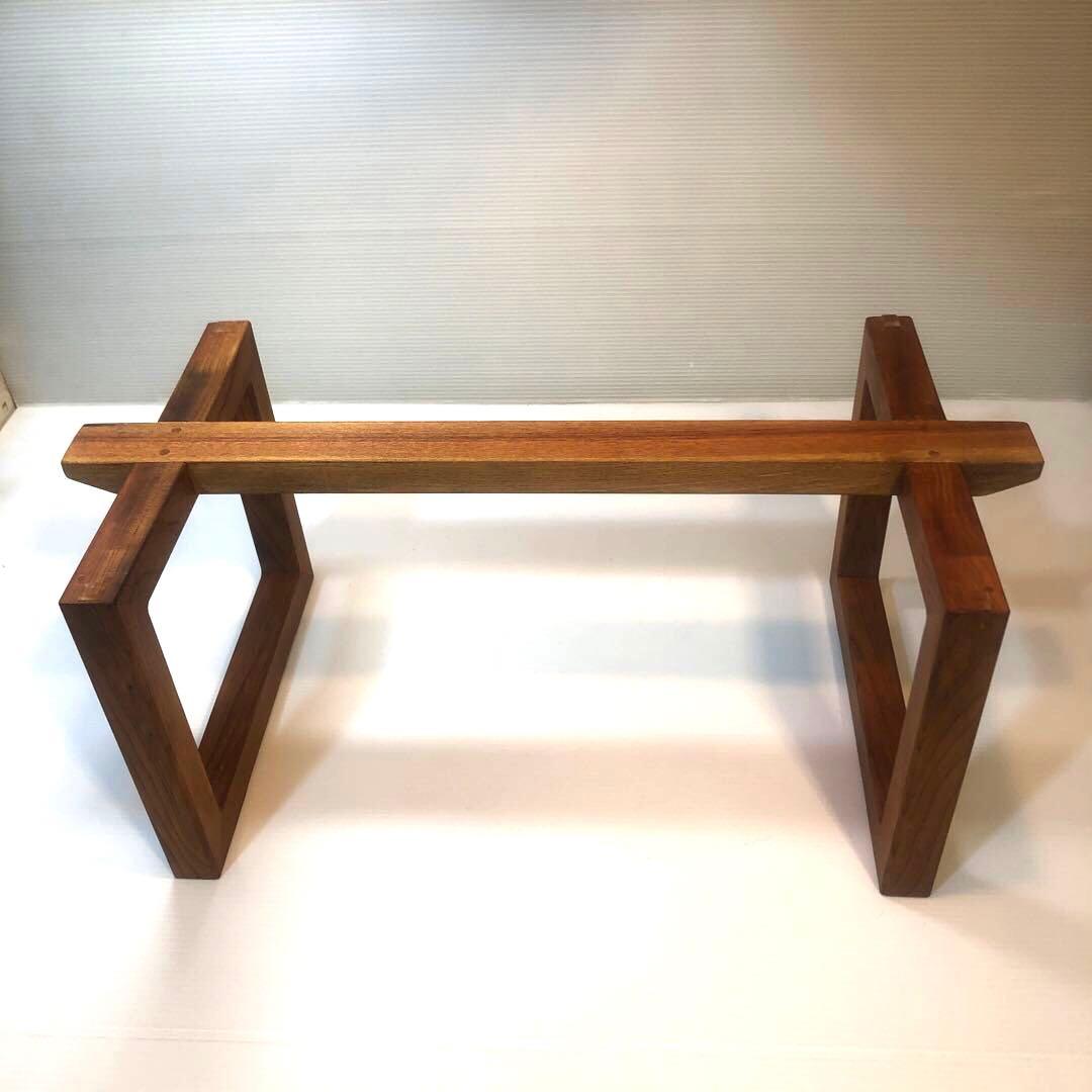 欅一枚板　座卓用木製置脚付　花台文机座卓　板サイズ約68×38×厚さ2.7cm