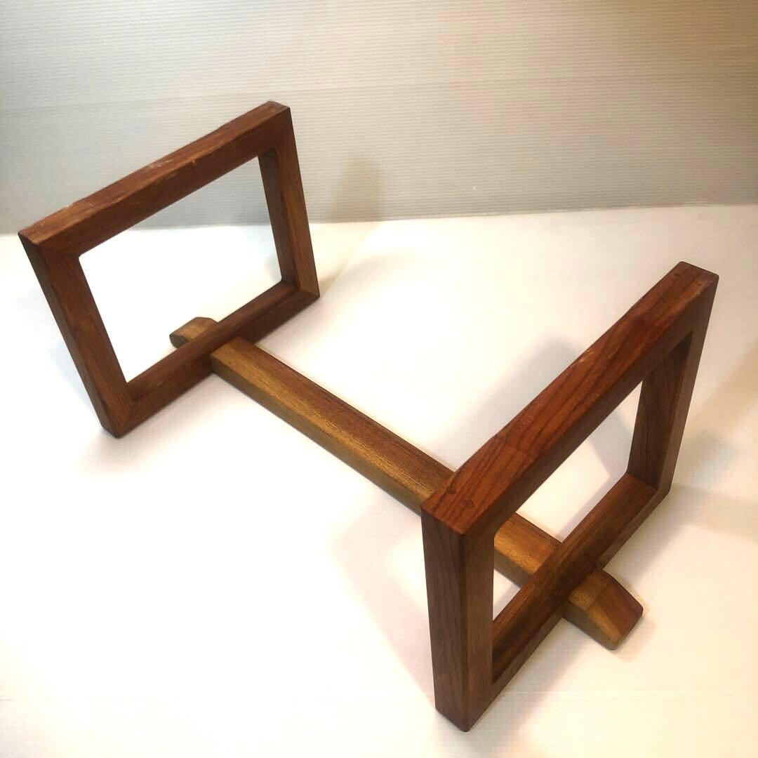 欅一枚板　座卓用木製置脚付　花台文机座卓　板サイズ約68×38×厚さ2.7cm