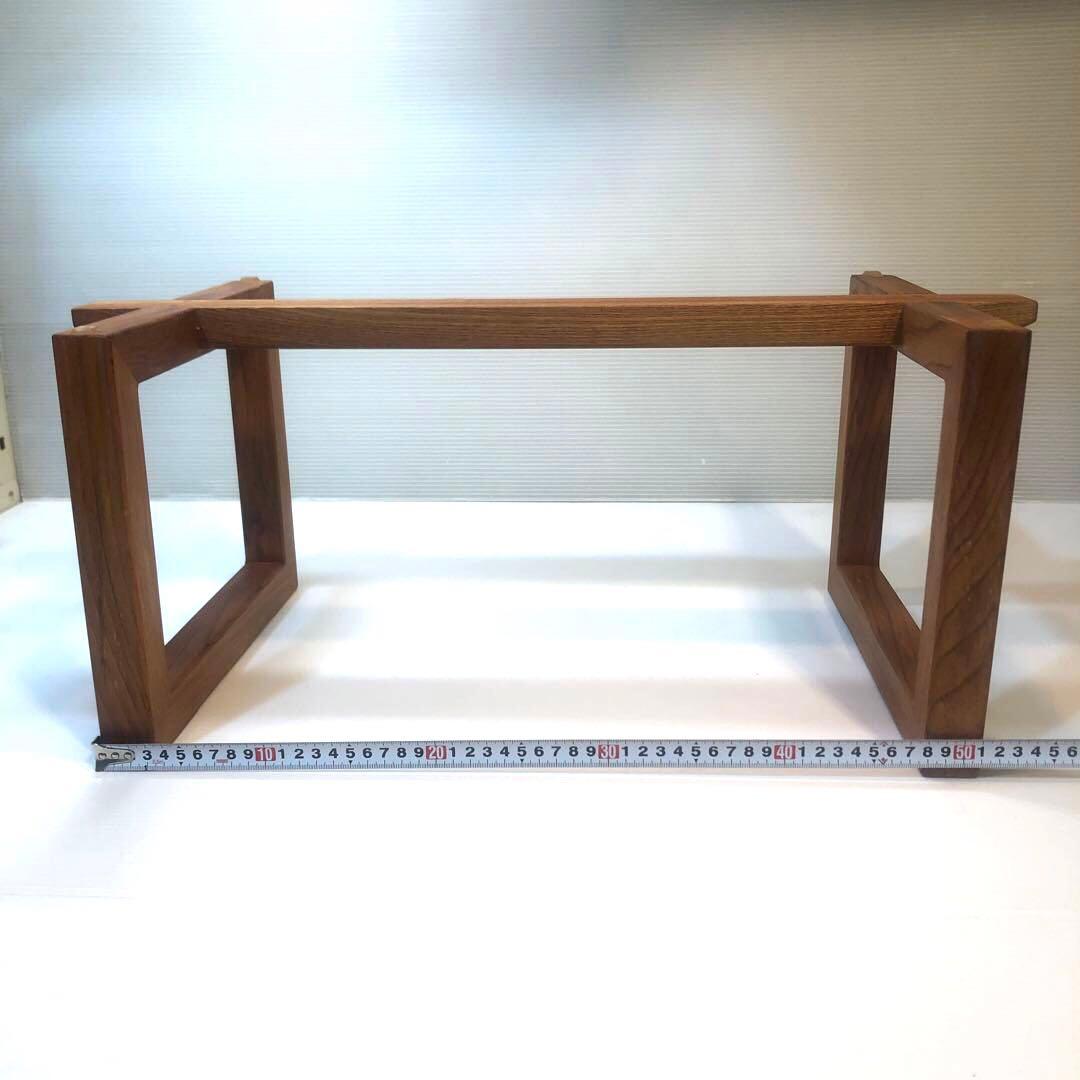 欅一枚板　座卓用木製置脚付　花台文机座卓　板サイズ約68×38×厚さ2.7cm