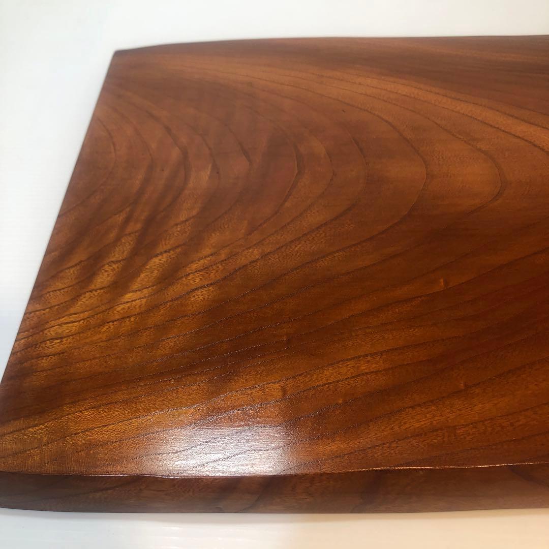 欅一枚板　座卓用木製置脚付　花台文机座卓　板サイズ約68×38×厚さ2.7cm