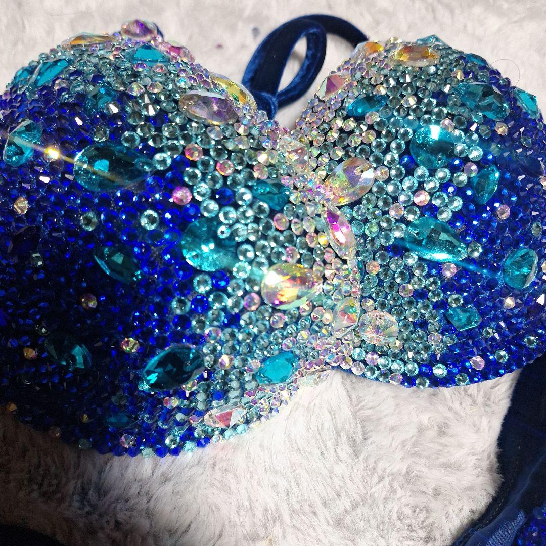 ビーズ装飾 青系 セパレートビキニ