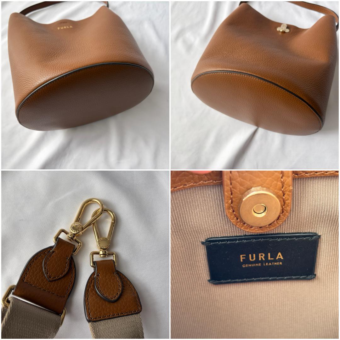 極美品 フルラ ダナエ 2way レザー ショルダーバッグ 上品コーデ ブラウン