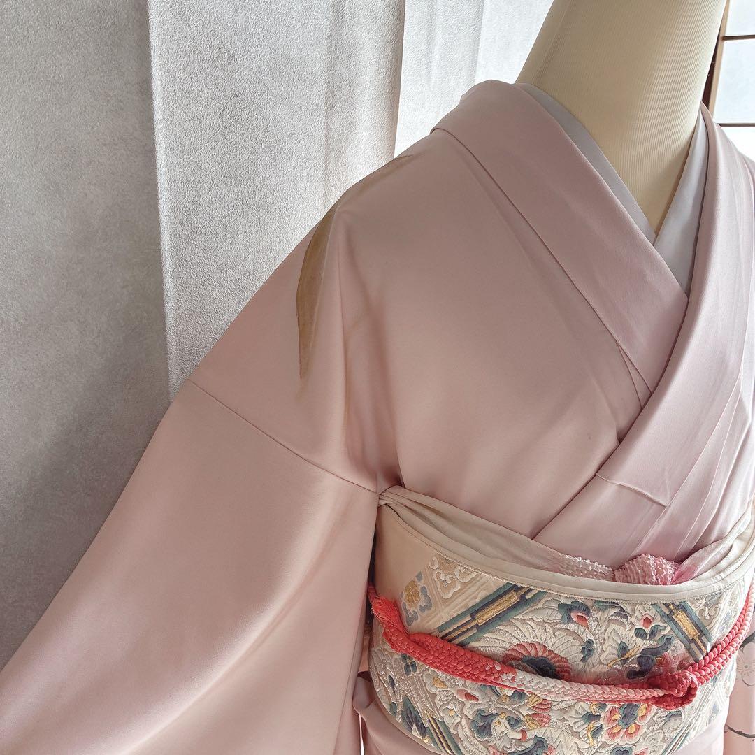 訪問着　フルセット　着物　正絹　手描き　難あり　練習用　梅枝　落款　J1