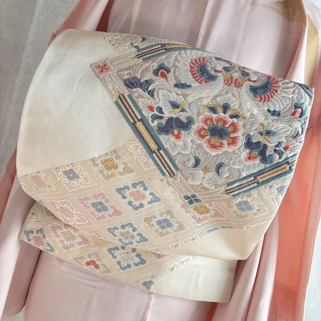 訪問着　フルセット　着物　正絹　手描き　難あり　練習用　梅枝　落款　J1