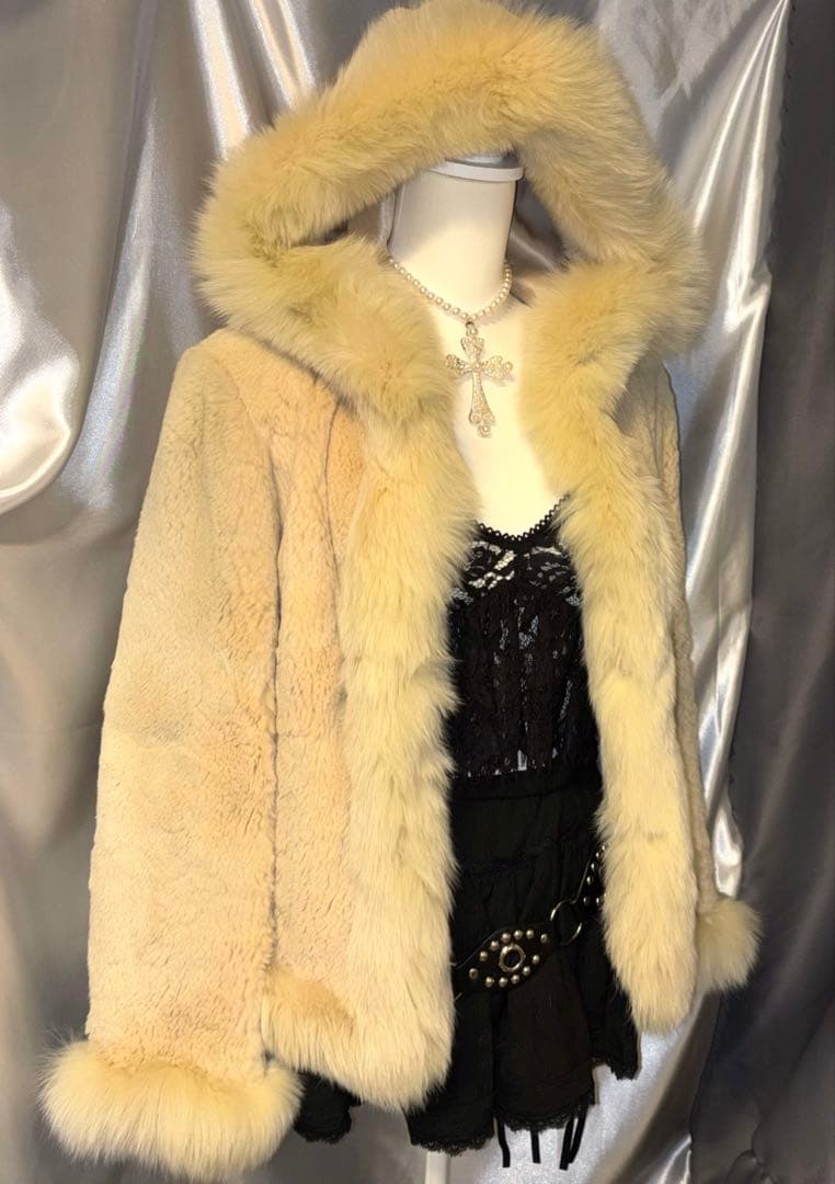 リアルファージャケット Y2k 平成ギャル グランジ ラビットファーコート