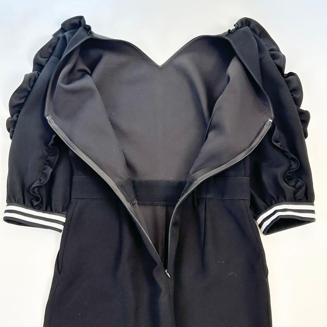 ボーダーズアットバルコニー フリルスリーブ オールインワン パンツ