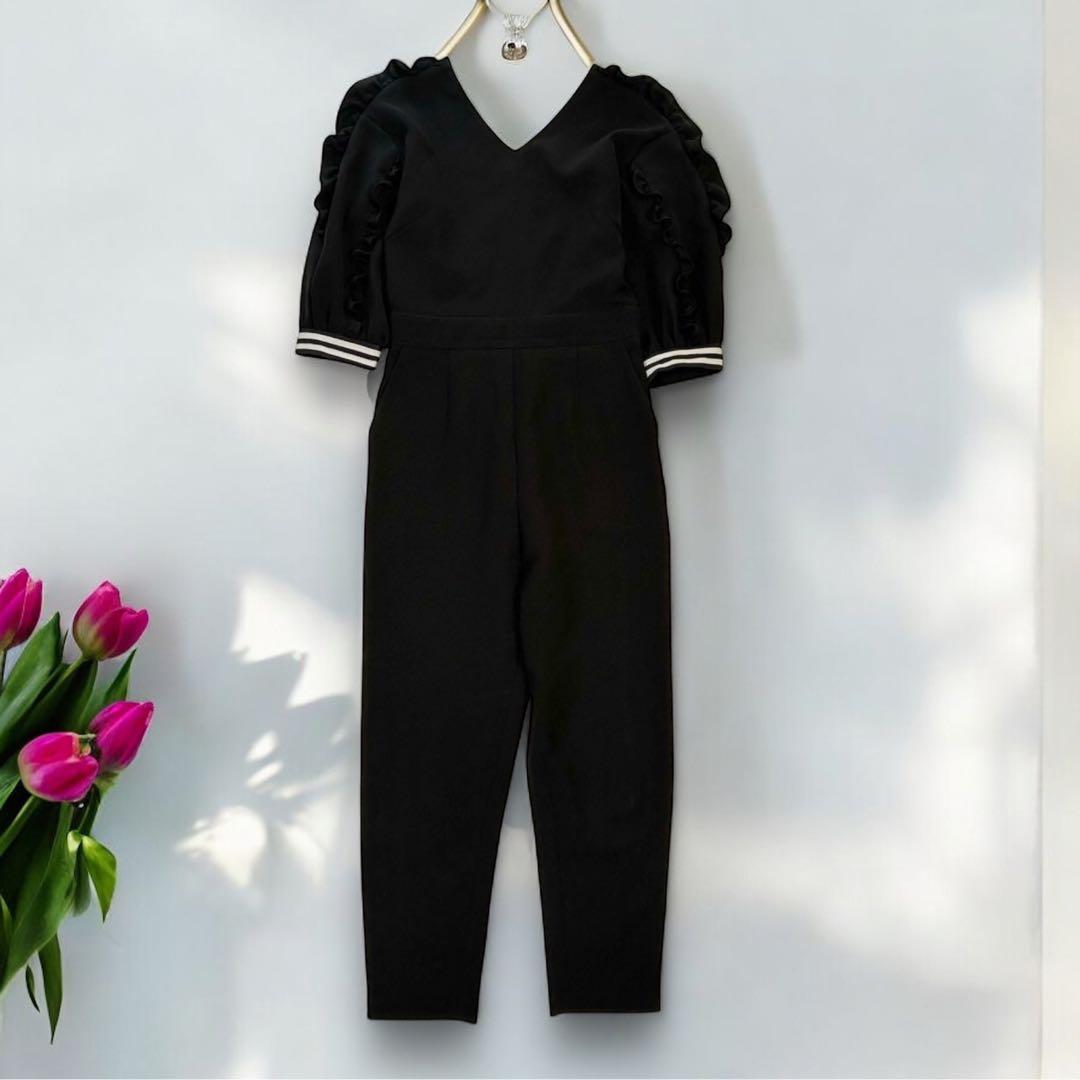 ボーダーズアットバルコニー フリルスリーブ オールインワン パンツ