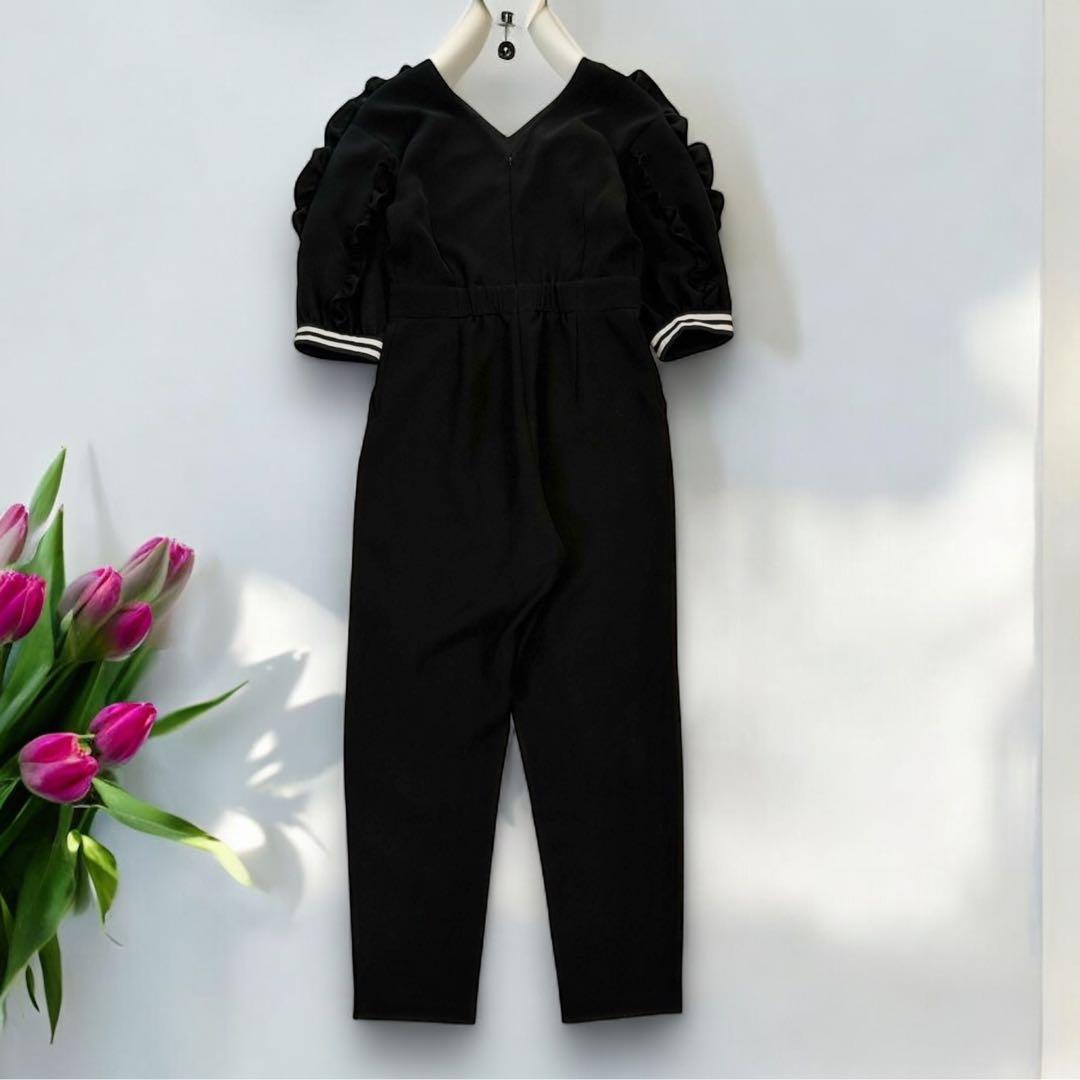 ボーダーズアットバルコニー フリルスリーブ オールインワン パンツ