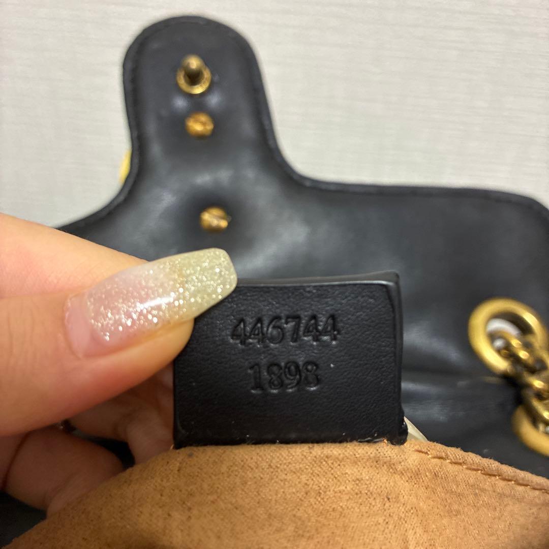 訳ありGUCCI グッチ　GGマーモント　ミニショルダーバッグ　ブラック　黒