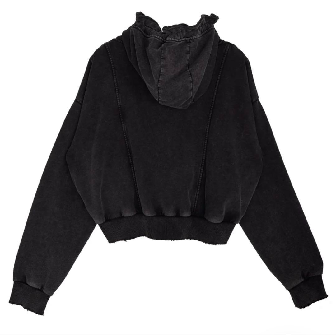 AMERI OYSTER SILHOUETTE HOODIEチャコールブラックF