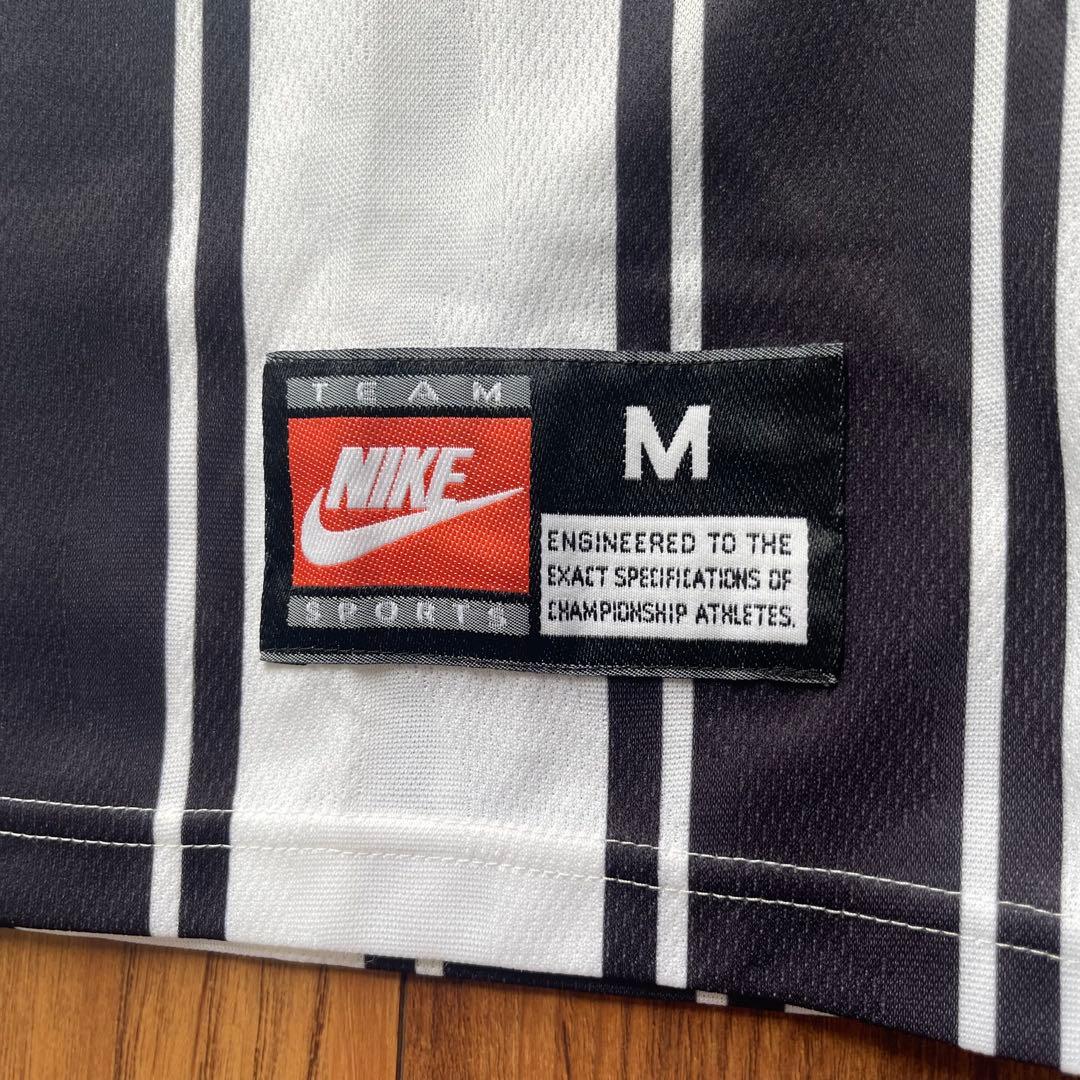 90s NIKE ゲームシャツ 白黒 M madeinUK サッカーNIKE