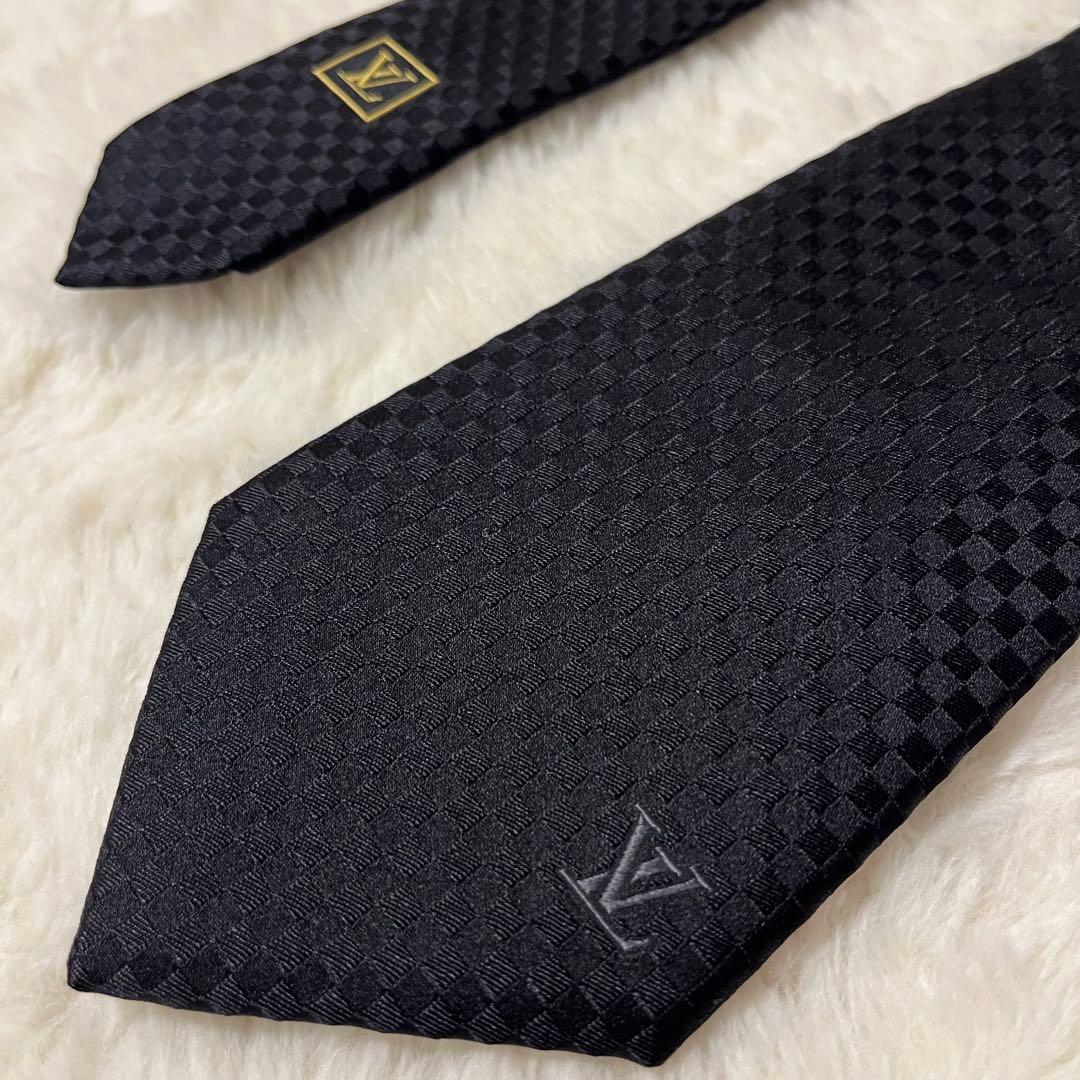 美品！LOUIS VUITTON ネクタイ　マイクロダミエ　LVロゴ