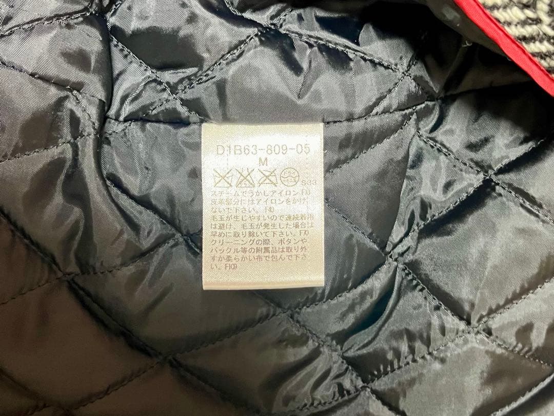 美品エレガントバーバリーブラックレーベルツイードヘリンボーンウールコート