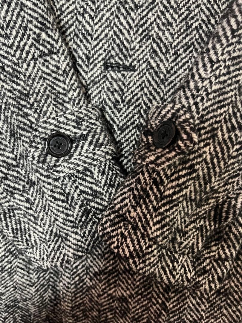 美品エレガントバーバリーブラックレーベルツイードヘリンボーンウールコート
