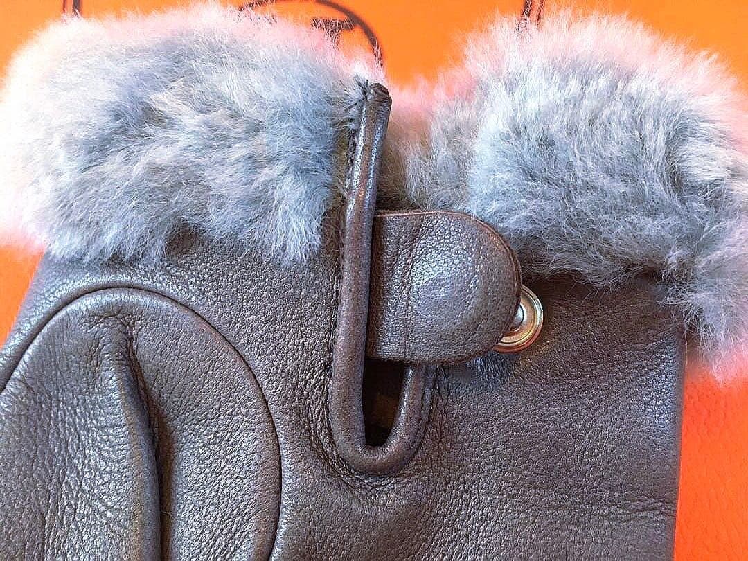 新年お値下げ！定価３３万エルメスプリンセスグローブカデナミンクラムスキンシルク