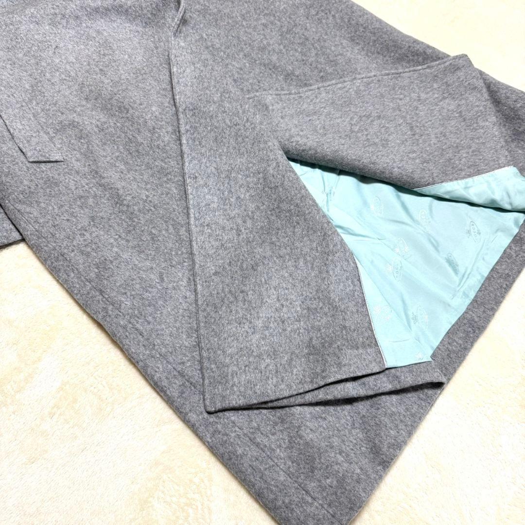 美品 完売品 トッカ LOOFAH ショールカラーウールコート グレー プレート