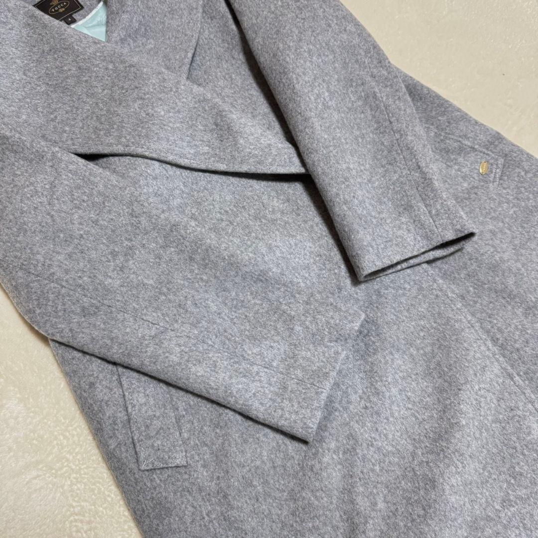 美品 完売品 トッカ LOOFAH ショールカラーウールコート グレー プレート