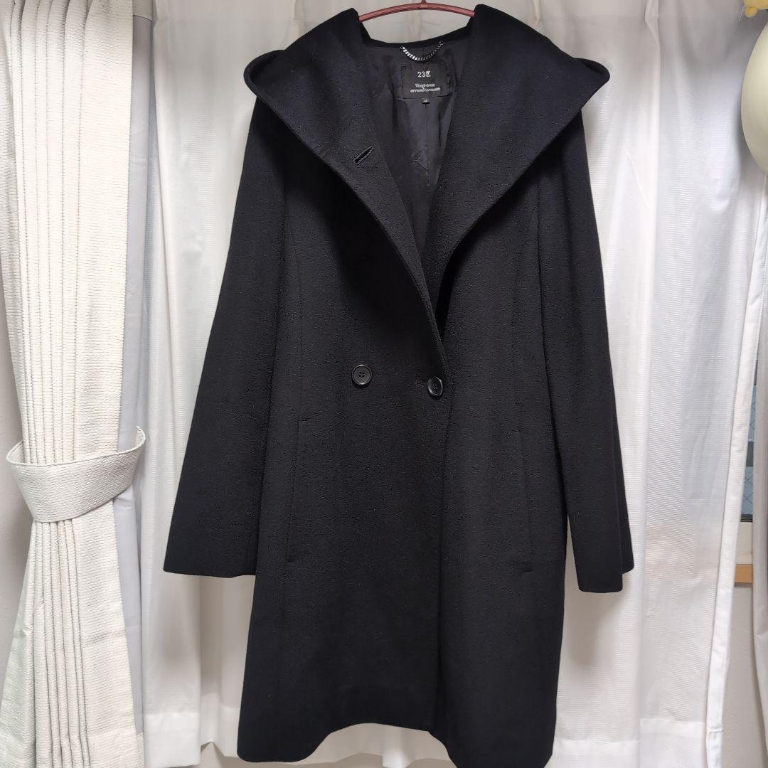 超美品　23区　カシミヤ混フード付きコート44