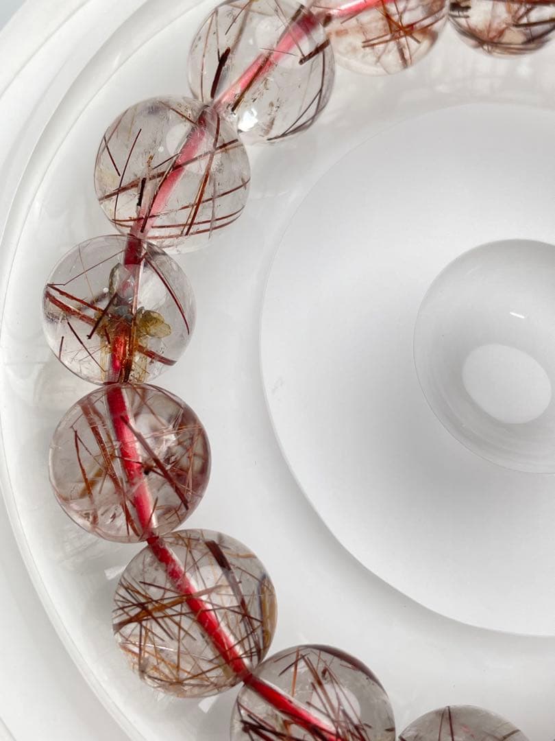 【高品質・現品】レッドルチルクォーツ ブレス 透明度MAX赤針綺麗 約12mm