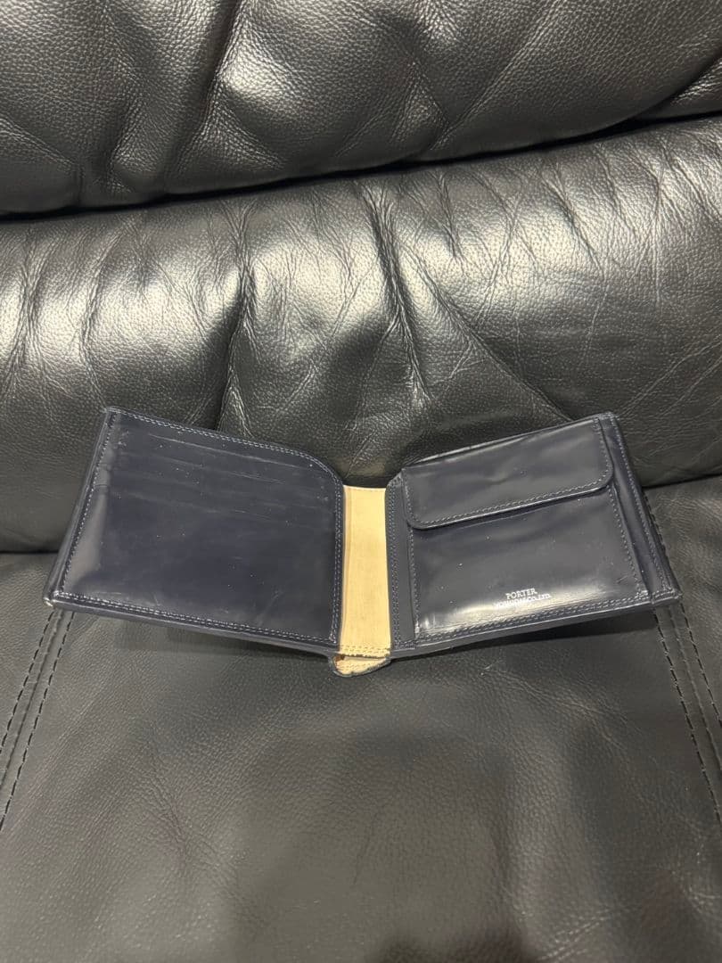 ポーター　カウンター　2つ折り財布　レザーBRW無地メンズ037-02982