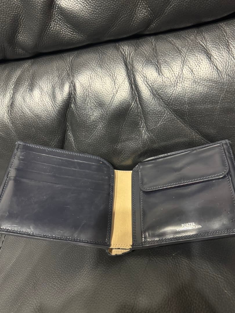 ポーター　カウンター　2つ折り財布　レザーBRW無地メンズ037-02982
