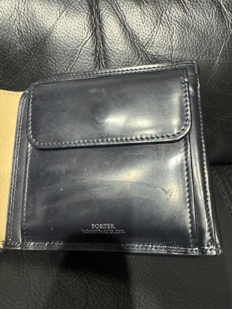 ポーター　カウンター　2つ折り財布　レザーBRW無地メンズ037-02982