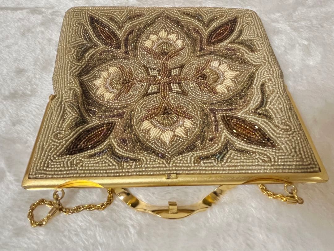 柏ビーズ　和装バッグ パーティーバッグ ハンドバッグ ビーズバッグ 2点セット