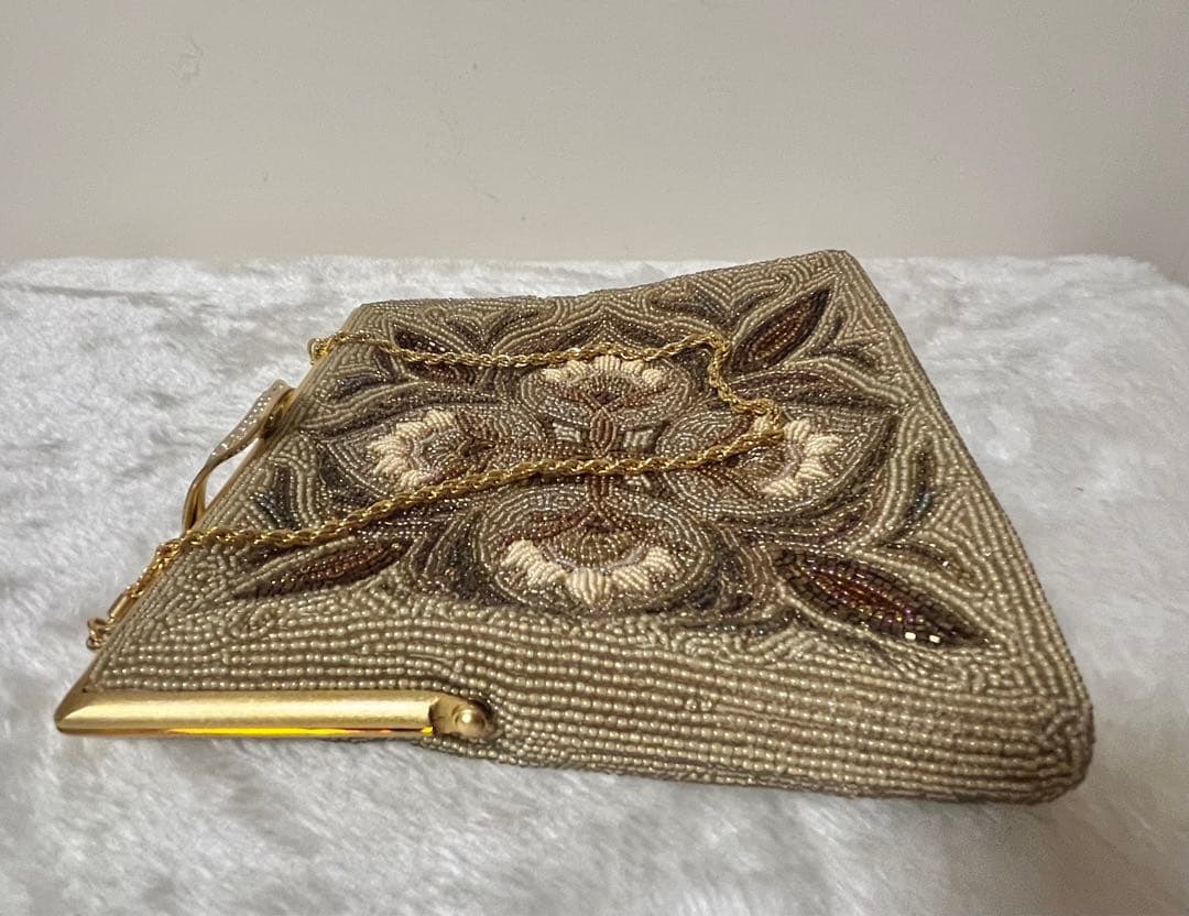 柏ビーズ　和装バッグ パーティーバッグ ハンドバッグ ビーズバッグ 2点セット