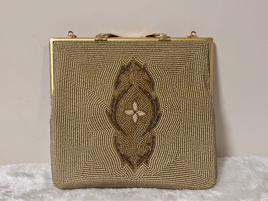 柏ビーズ　和装バッグ パーティーバッグ ハンドバッグ ビーズバッグ 2点セット