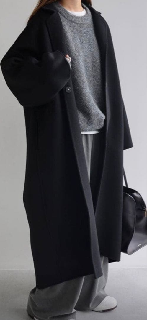 evernavy リバーロングコクーンコート　MT ブラック