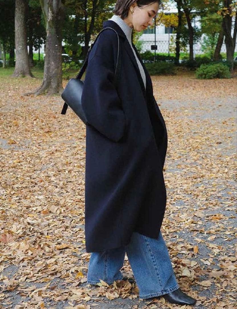 evernavy リバーロングコクーンコート　MT ブラック