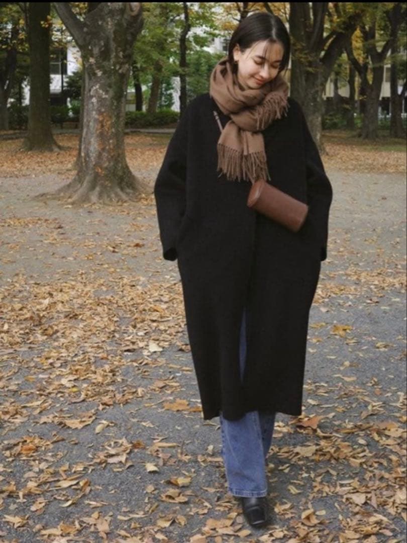 evernavy リバーロングコクーンコート　MT ブラック