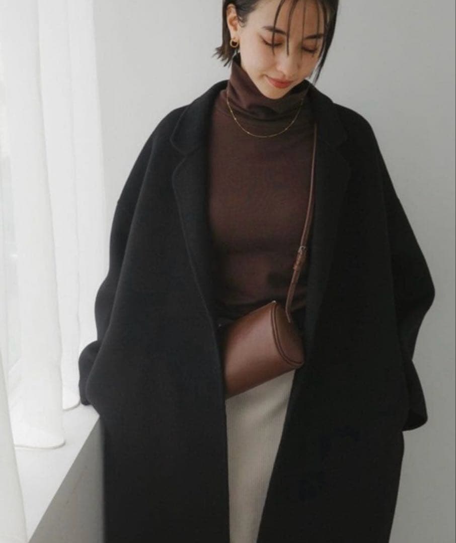 evernavy リバーロングコクーンコート　MT ブラック